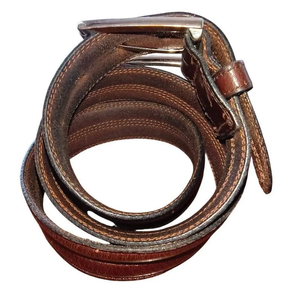 John W. Nordstrom Brown Genuine Leather Belt Size 34 Handcrafted In The USA